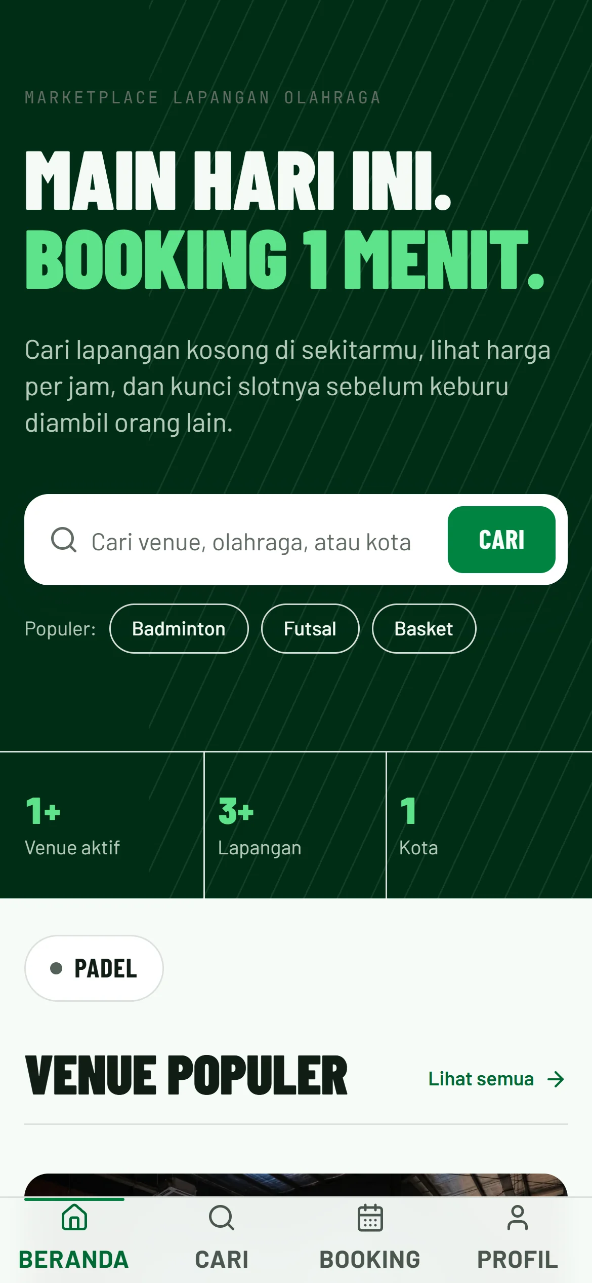 Padelism di layar ponsel