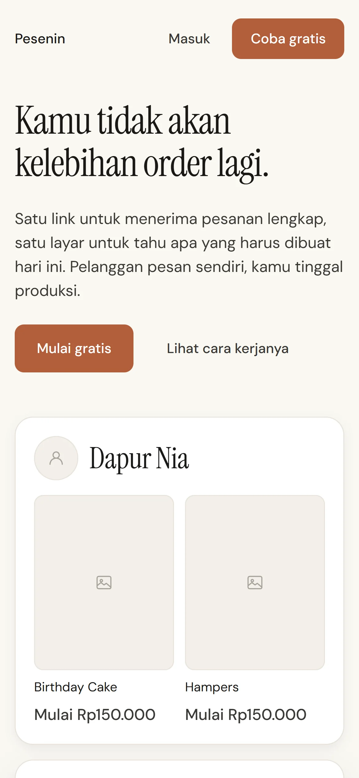 Pesenin di layar ponsel